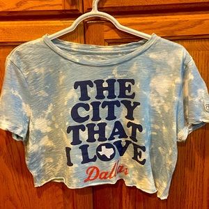 The city that I love. Dallas Texas cropped and bleached tee/T-shirt. Original.